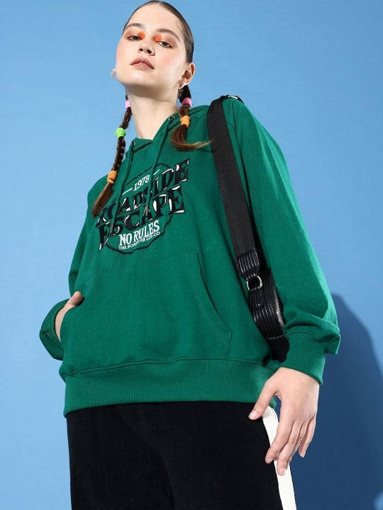 The Life Co. Embroidered Hooded Olive Green Hoodie for Women – Stylish Winter Wear in Pakistan | PRINDA