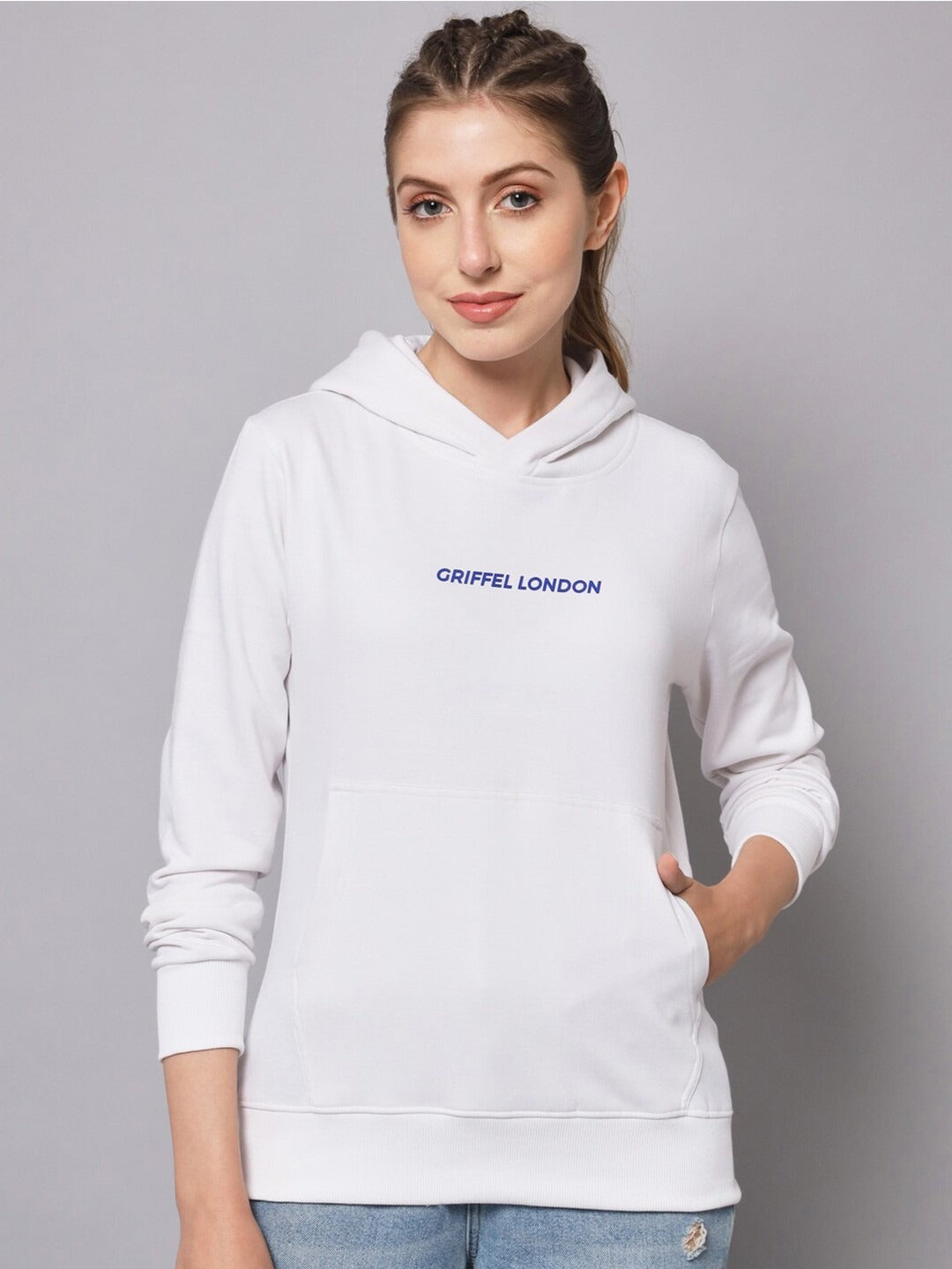 Women Hooded Fleece White Hoodie – Cozy Winter Wear in Pakistan | PRINDA
