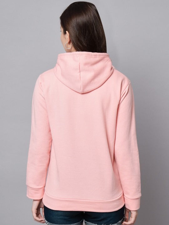 Women Typography Printed Oversized Fit Longline Baby Pink Hoodie – Stylish Winter Hoodie for Girls in Pakistan | PRINDA