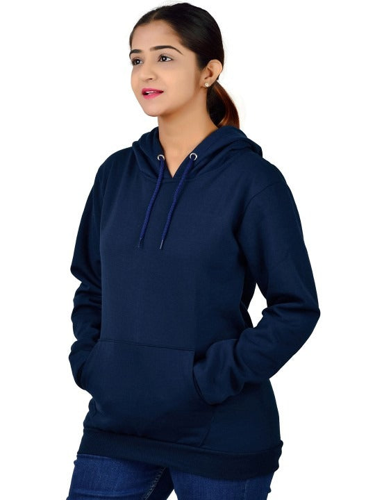 Women Printed Oversized Fit Longline Navy Blue Hoodie – Stylish & Comfortable Winter Wear in Pakistan | PRINDA