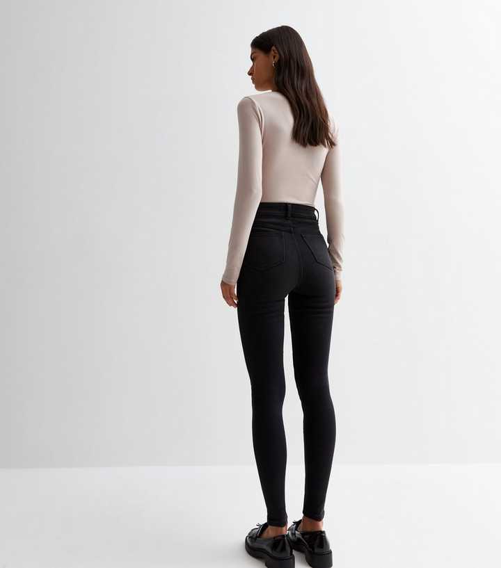 Black High Waist Ripped Knee Skinny Jeans - PRINDA - Jeans -