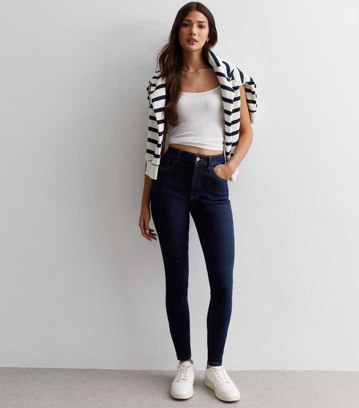 Blue Mid Rise Skinny Jeans - PRINDA - Jeans -