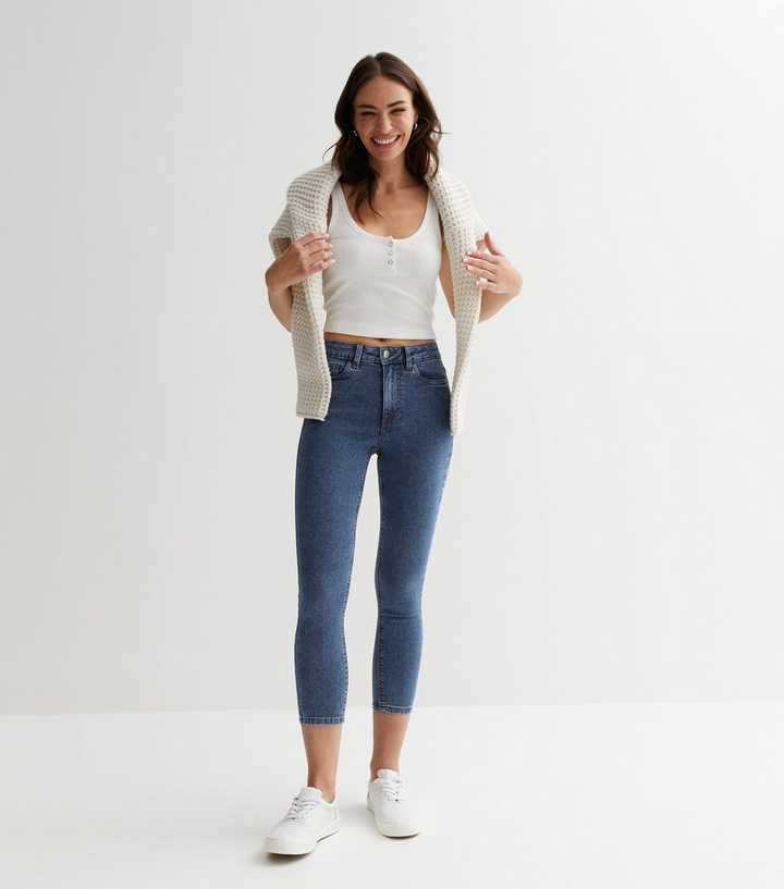 Blue Mid Rise Skinny Jeans - PRINDA - Jeans -