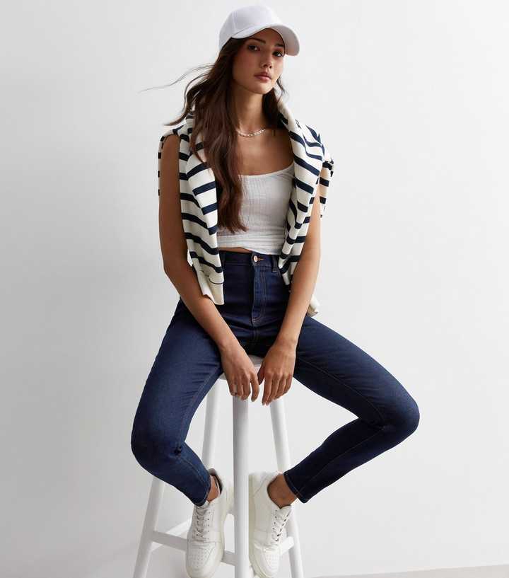 Blue Mid Rise Skinny Jeans - PRINDA - Jeans -