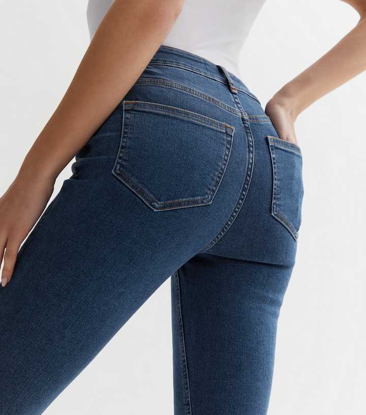 Blue Mid Rise Skinny Jeans - PRINDA - Jeans -