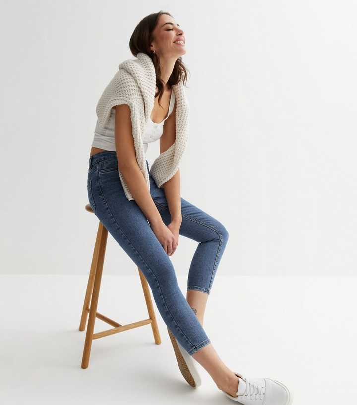 Blue Mid Rise Skinny Jeans - PRINDA - Jeans -