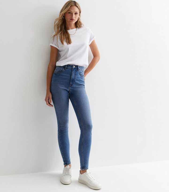 Blue Mid Wash Lift & Shape Jinna Skinny Jeans - PRINDA - Jeans -