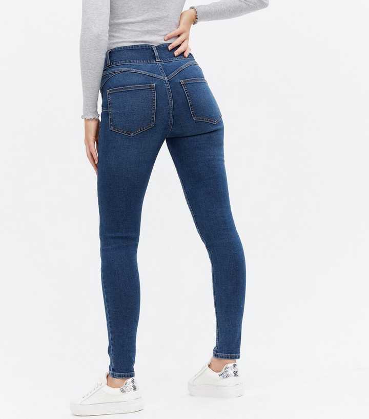 Blue Rinse Wash Lift & Shape High Waist Yazmin Skinny Jeans - PRINDA - Jeans -