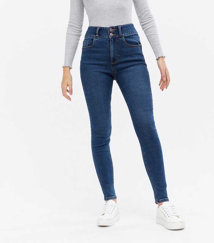 Blue Rinse Wash Lift & Shape High Waist Yazmin Skinny Jeans - PRINDA - Jeans -