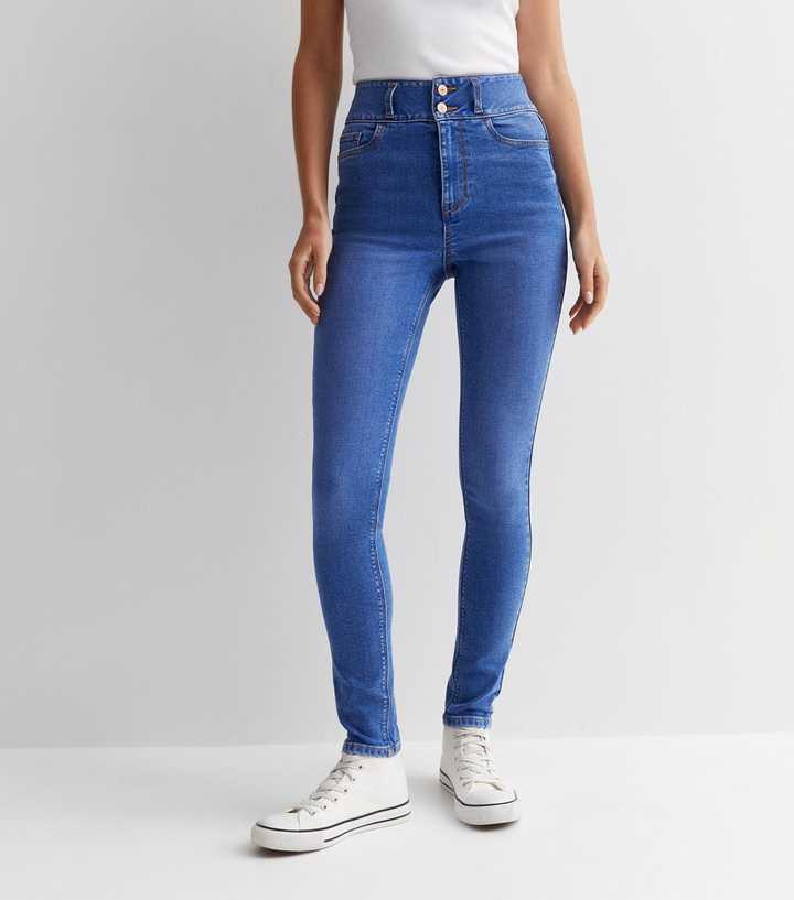 Bright Blue Lift & Shape High Waist Skinny Jeans - PRINDA - Jeans -