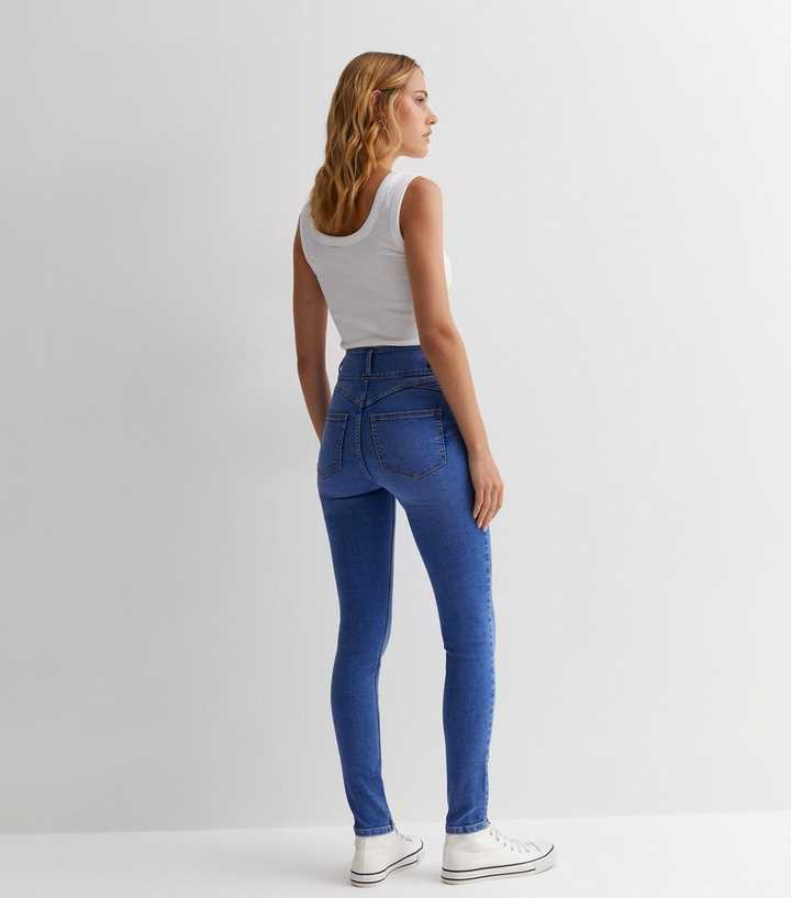 Bright Blue Lift & Shape High Waist Skinny Jeans - PRINDA - Jeans -