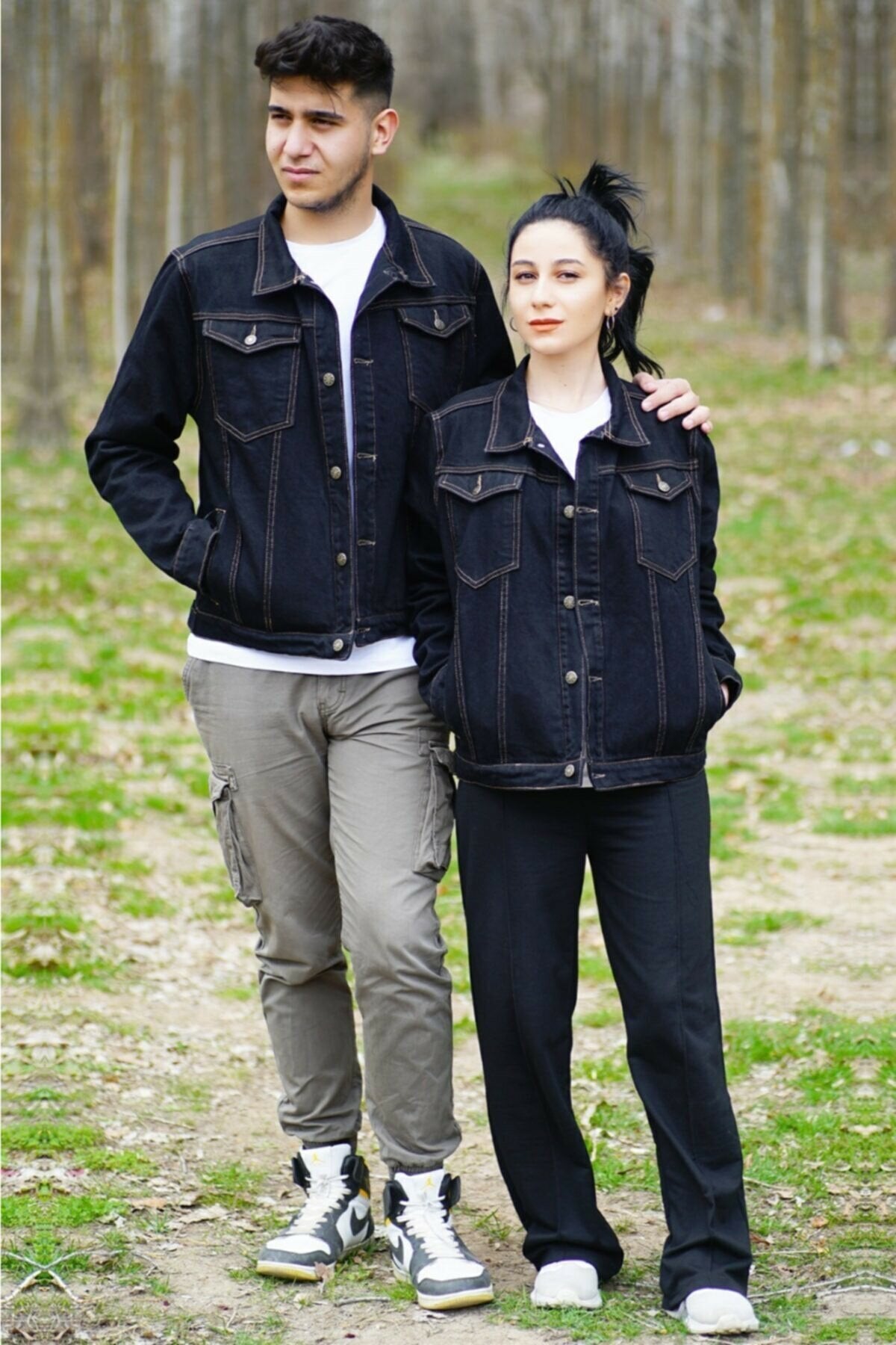Couple Denim Jacket Black - PRINDA - Denim Jackets -