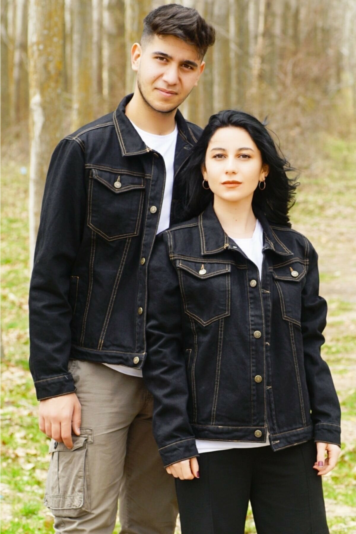 Couple Denim Jacket Black - PRINDA - Denim Jackets -
