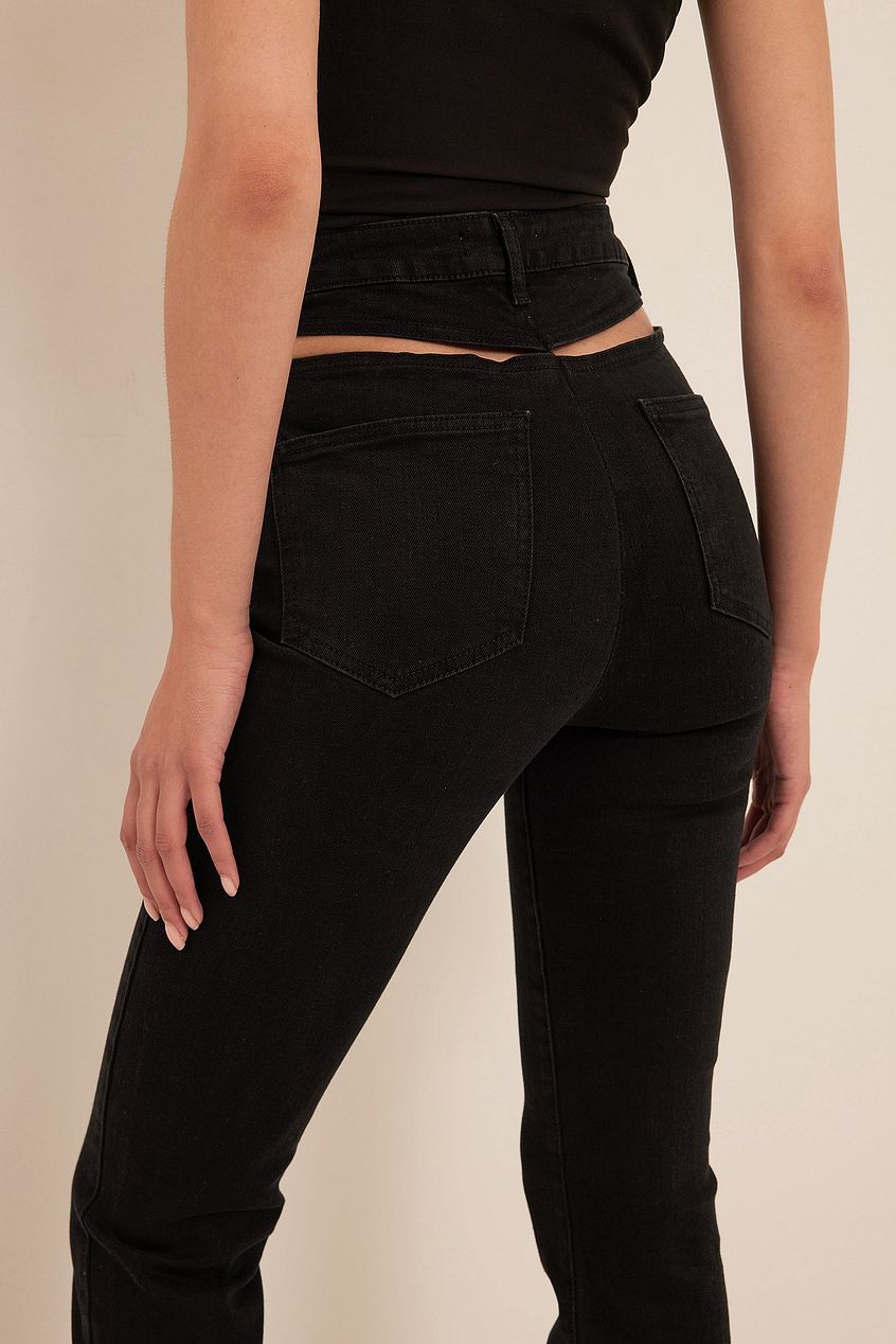 Cut Out Back Detail Denim For Womens - PRINDA - Jeans -