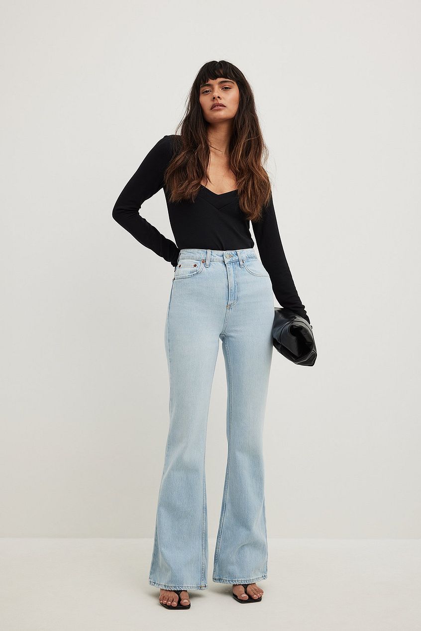 Flared High Waist Jeans For Womens - PRINDA - Jeans -