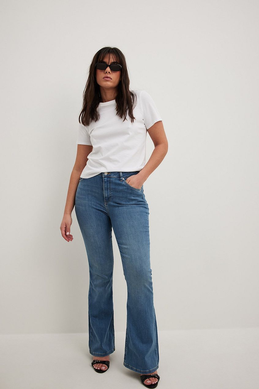 Flared High Waist Stretch Jeans For Womens - PRINDA - Jeans -