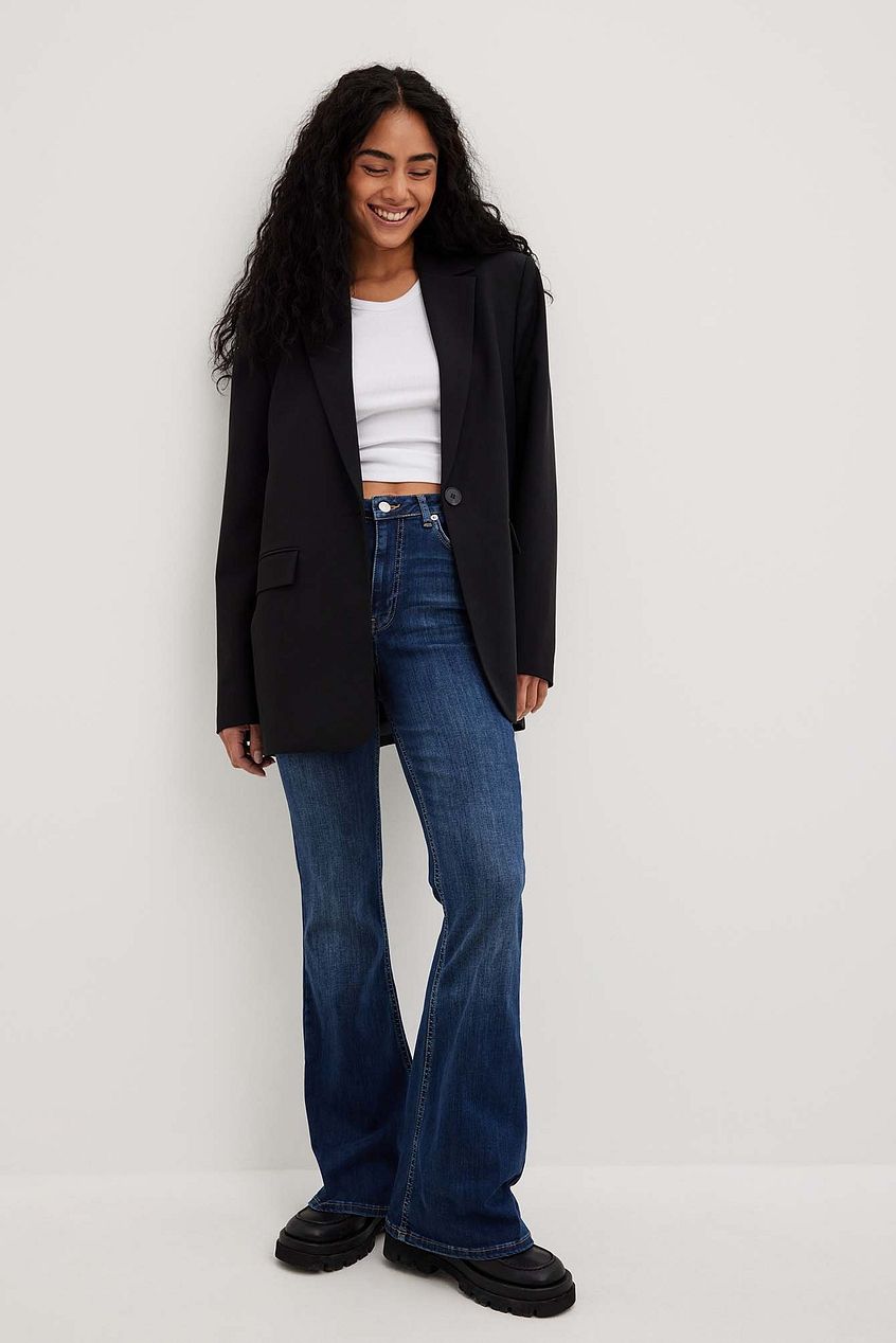 Flared High Waist Stretch Jeans For Womens - PRINDA - Jeans -