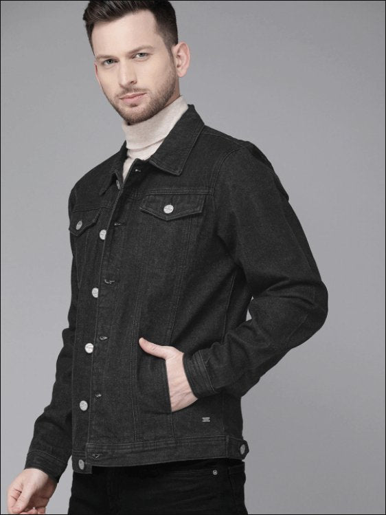 Mens Denim Jacket Black - PRINDA - Denim Jacket -