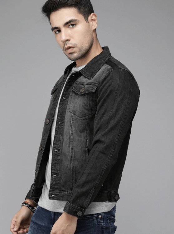 Mens Denim Jacket Black - PRINDA - Denim Jacket -