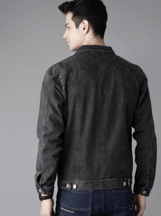 Mens Denim Jacket Black - PRINDA - Denim Jacket -
