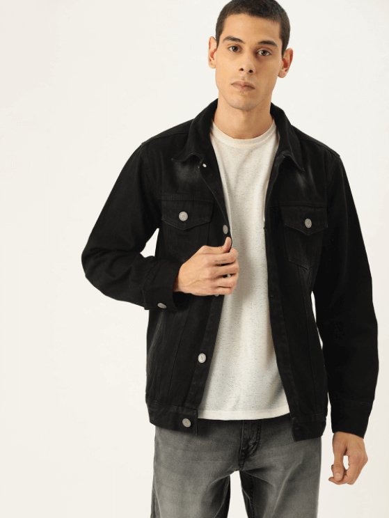 Mens Denim Jacket Black - PRINDA - Denim Jacket -