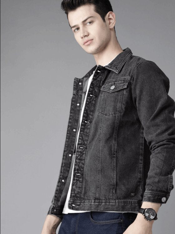Mens Denim Jacket Black - PRINDA - Denim Jacket -