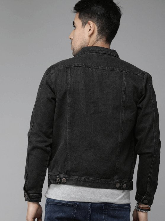Mens Denim Jacket Black - PRINDA - Denim Jacket -