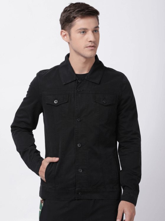 Mens Denim Jacket Black - PRINDA - Denim Jacket -