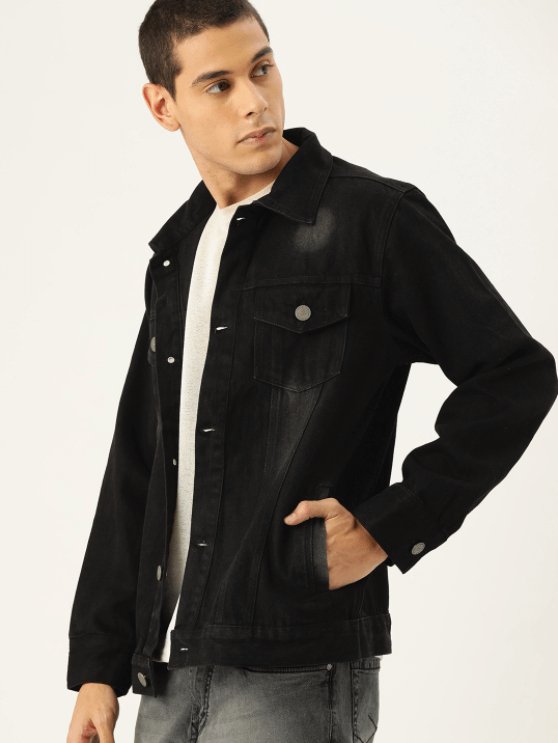 Mens Denim Jacket Black - PRINDA - Denim Jacket -