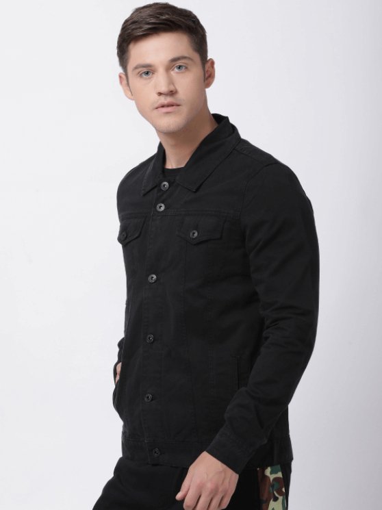 Mens Denim Jacket Black - PRINDA - Denim Jacket -
