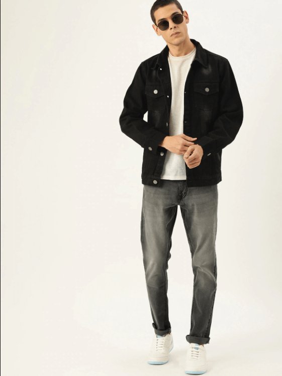 Mens Denim Jacket Black - PRINDA - Denim Jacket -