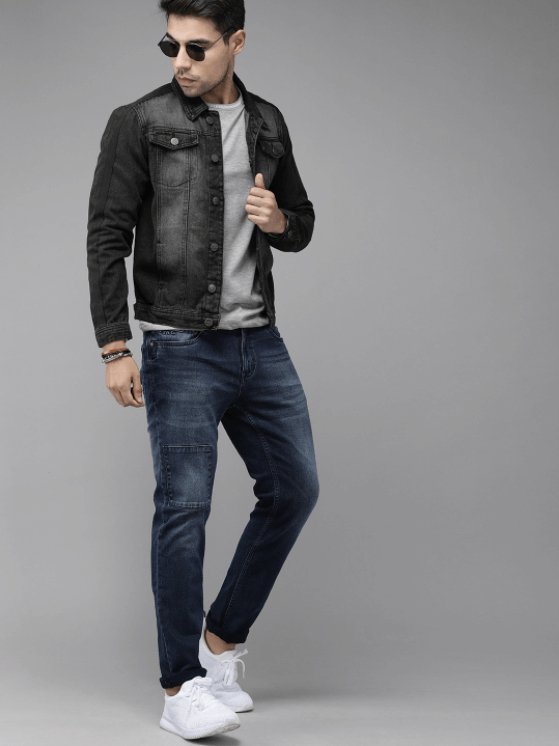 Mens Denim Jacket Black - PRINDA - Denim Jacket -