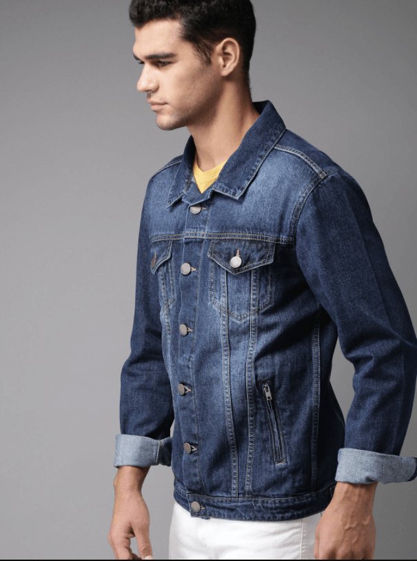 Mens Denim Jacket Dark Blue - PRINDA - Denim Jacket -