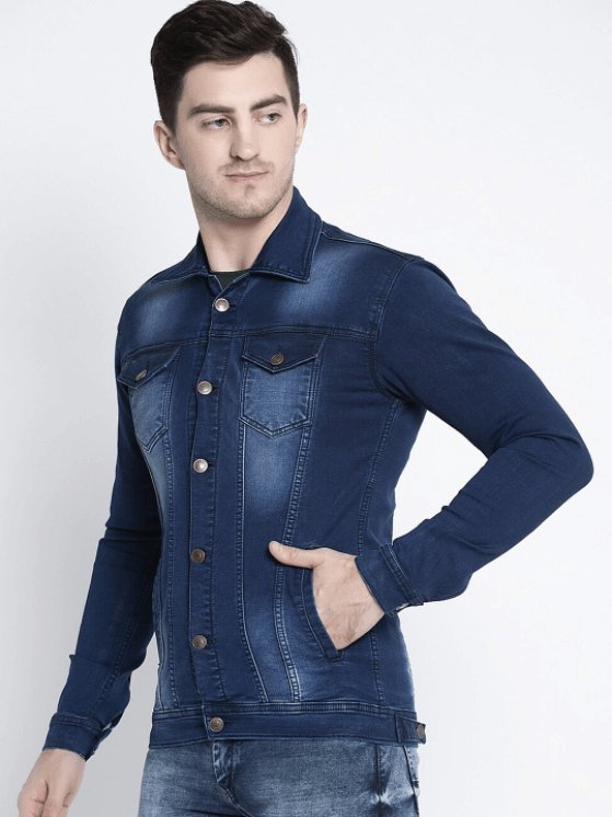 Mens Denim Jacket Dark Blue - PRINDA - Denim Jacket -