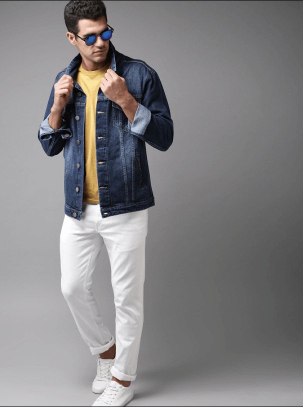 Mens Denim Jacket Dark Blue - PRINDA - Denim Jacket -