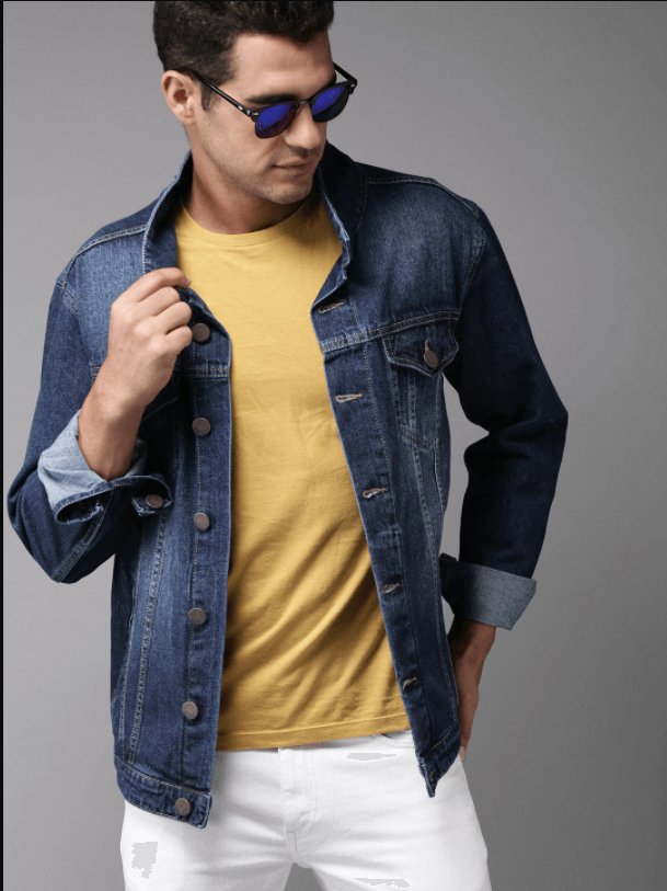 Mens Denim Jacket Dark Blue - PRINDA - Denim Jacket -