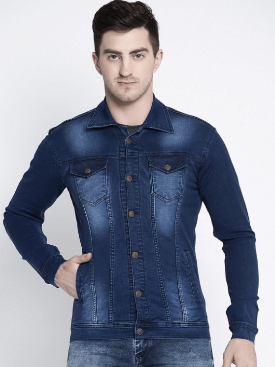 Mens Denim Jacket Dark Blue - PRINDA - Denim Jacket -