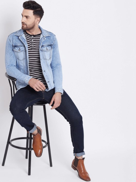 Mens Denim Jacket Light Blue - PRINDA - Denim Jacket -