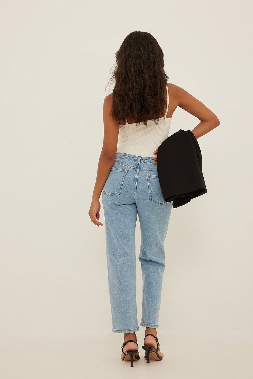 Mid Waist Slim Leg Jeans For Womens - PRINDA - Jeans -