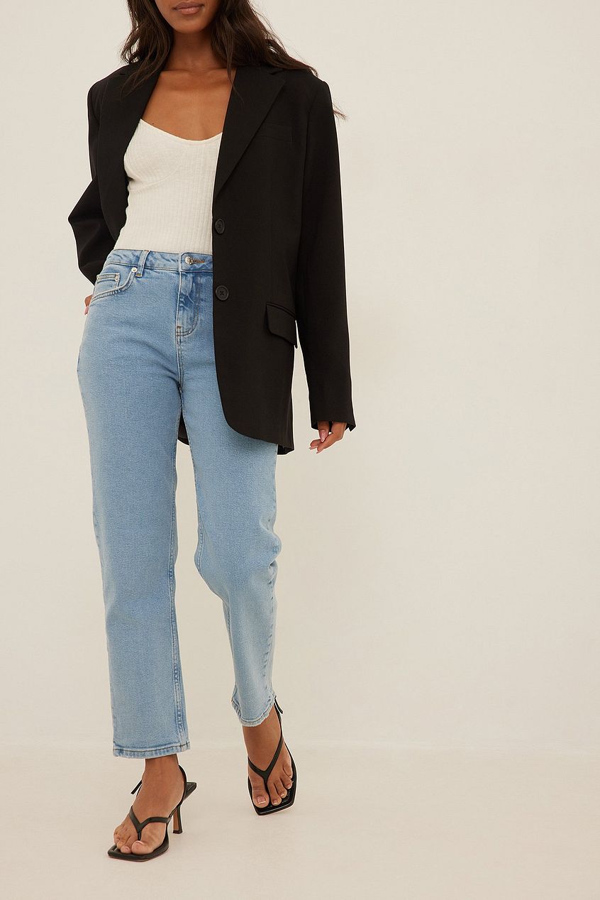 Mid Waist Slim Leg Jeans For Womens - PRINDA - Jeans -