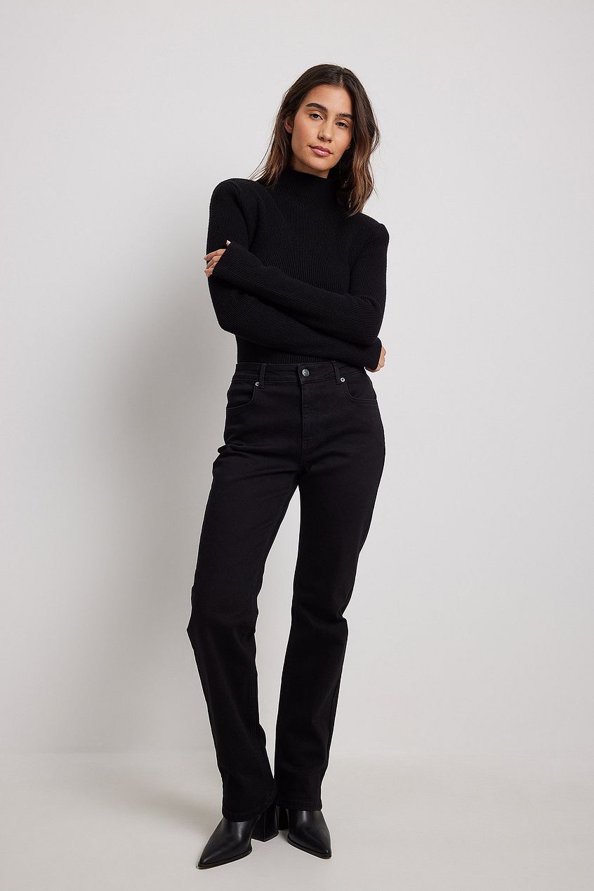 Mid Waist Straight Denim For Womens - PRINDA - Jeans -