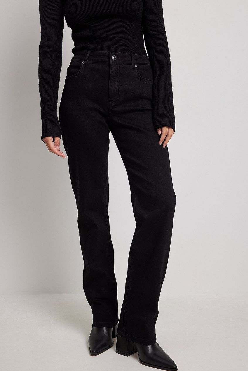 Mid Waist Straight Denim For Womens - PRINDA - Jeans -