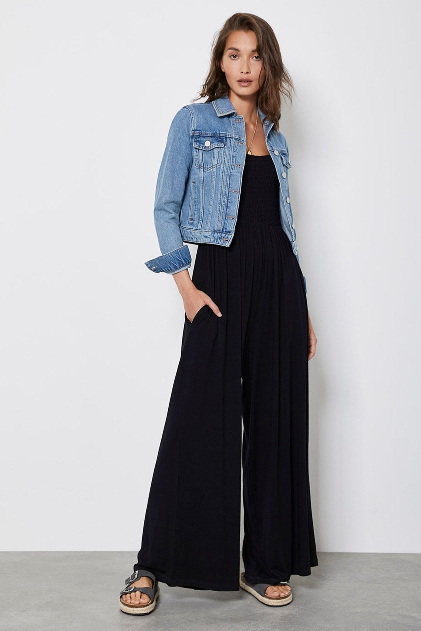 Mint Velvet Blue Puff Shoulder Jacket - PRINDA - Denim Jackets -