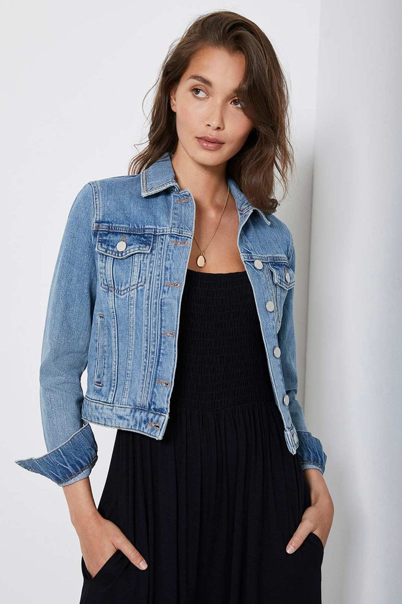 Mint Velvet Blue Puff Shoulder Jacket - PRINDA - Denim Jackets -