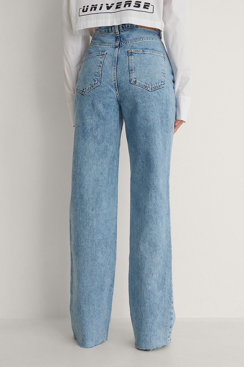 Organic Straight Fit Raw Hem Jeans For Womens - PRINDA - Jeans -