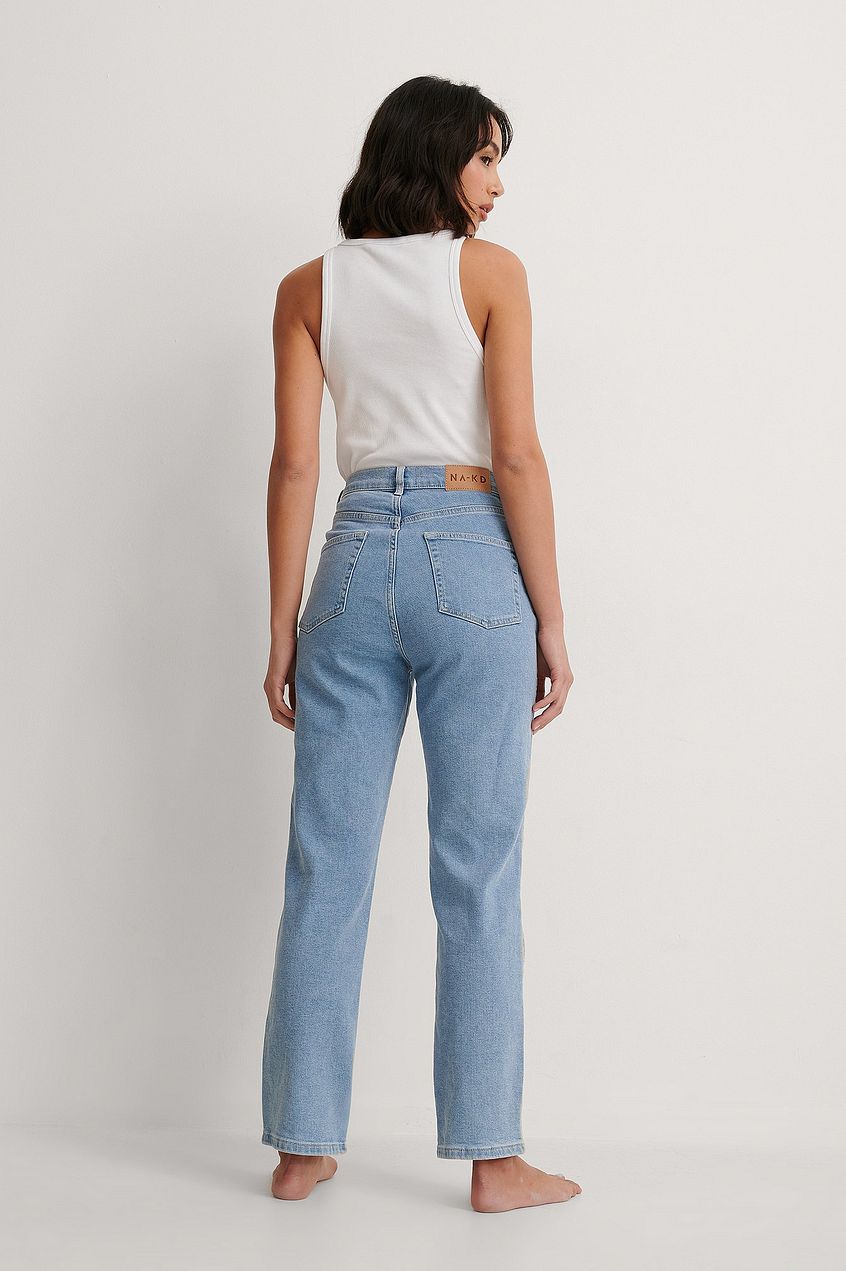 Organic Straight High Waist Jeans For Womens - PRINDA - Jeans -
