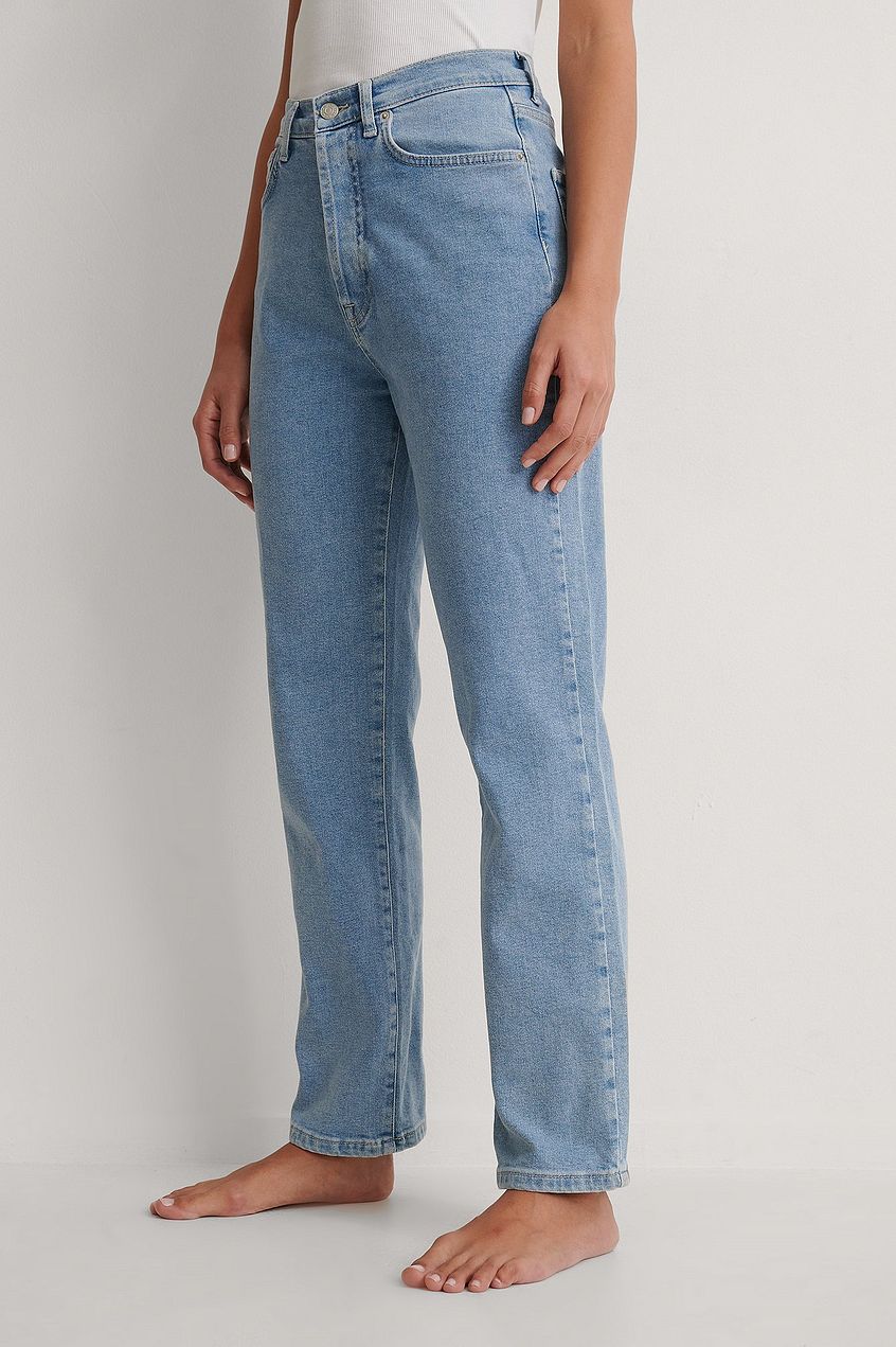 Organic Straight High Waist Jeans For Womens - PRINDA - Jeans -