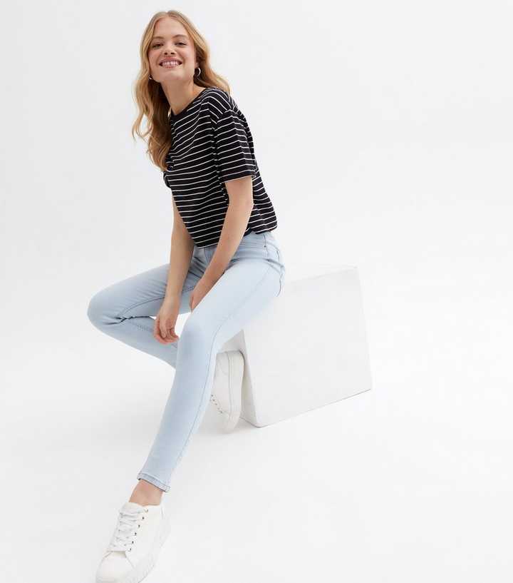 Pale Blue High Waist Ashleigh Skinny Jeans - PRINDA - Jeans -