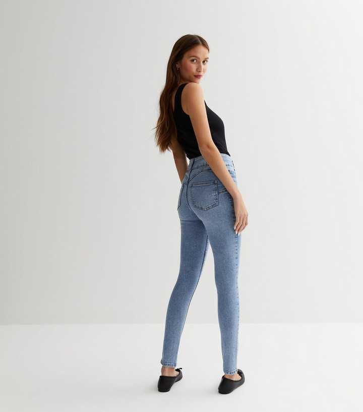 Pale Blue Lift & Shape High Waist Yazmin Skinny Jeans - PRINDA - Jeans -