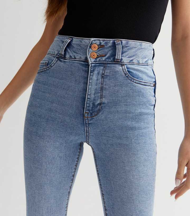 Pale Blue Lift & Shape High Waist Yazmin Skinny Jeans - PRINDA - Jeans -